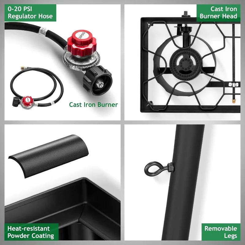 Outvita 3 Burner Propane Gas Stove 225000 BTU Outdoor Cooking Cooker