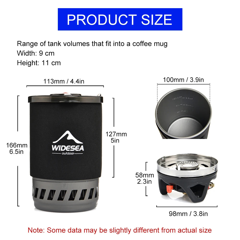 Widesea Outdoor Camping Cooking System with Heat Exchanger Gas Stove Burner