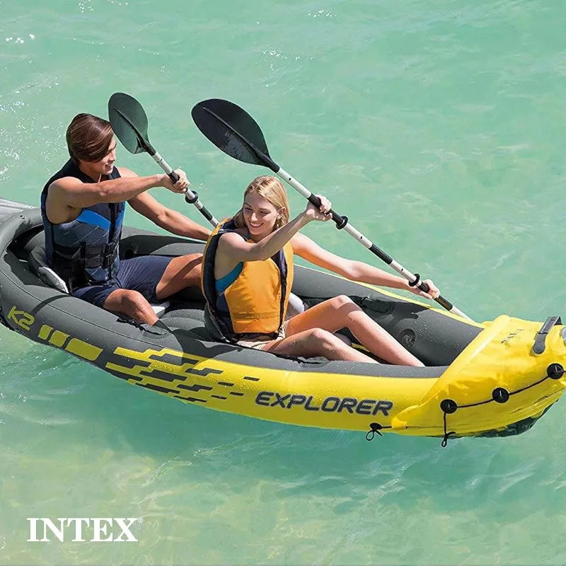 Intex Explorer K2 Inflatable Kayak Set with Oars and High-Output Pump