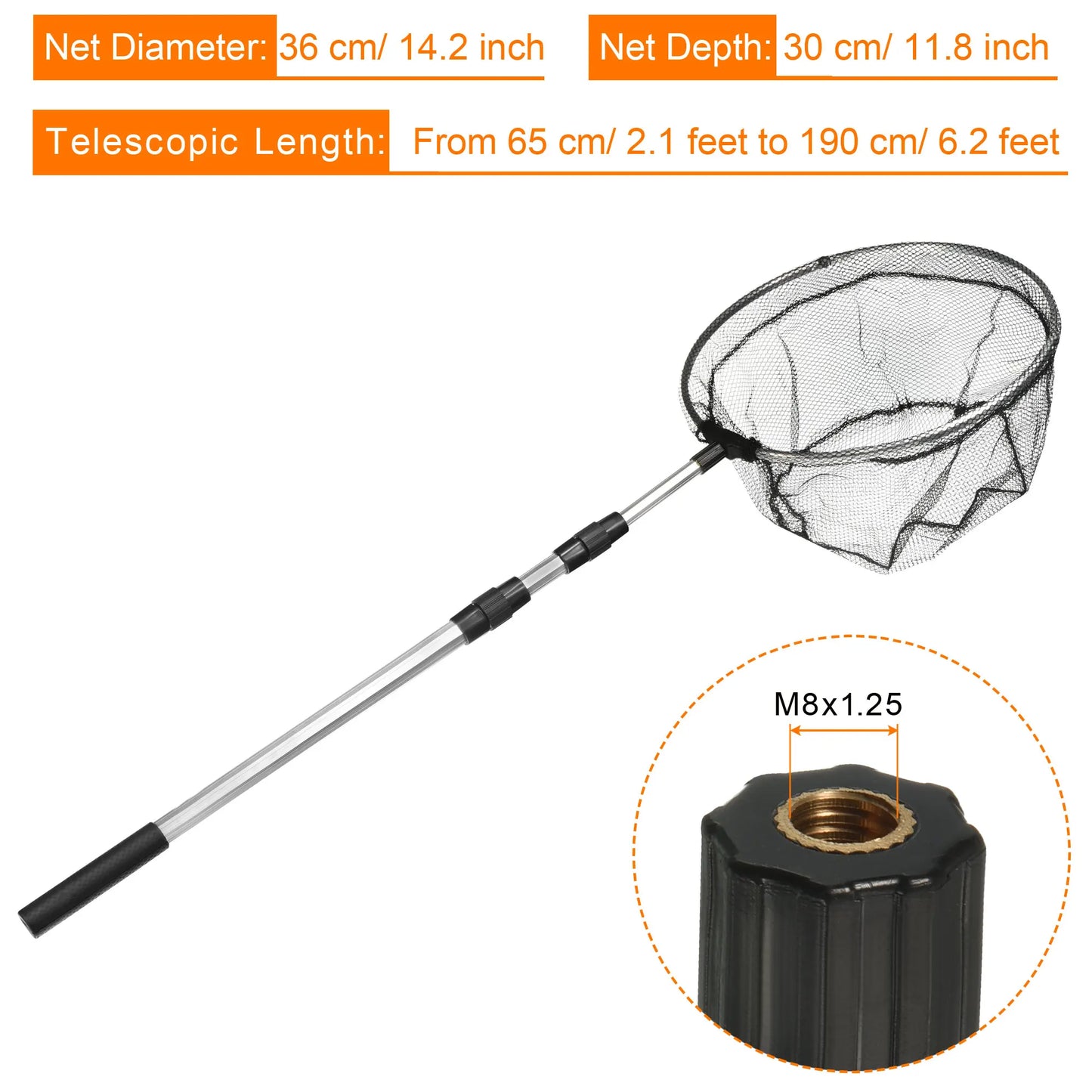 Folding Fishing Net with Telescopic Handle Suitable for Freshwater and Saltwater