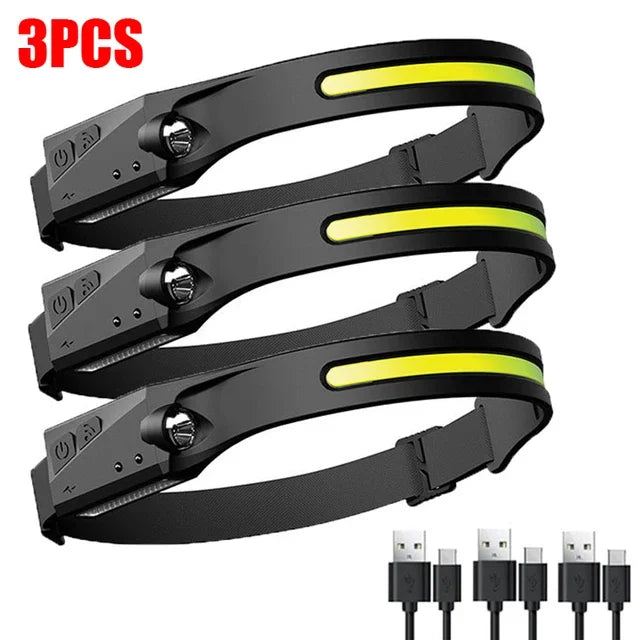 Rechargeable LED Headlamp with 5 Lighting Modes for Camping and Fishing