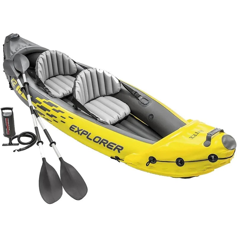 Intex Explorer K2 Inflatable Kayak Set with Oars and High Output Pump
