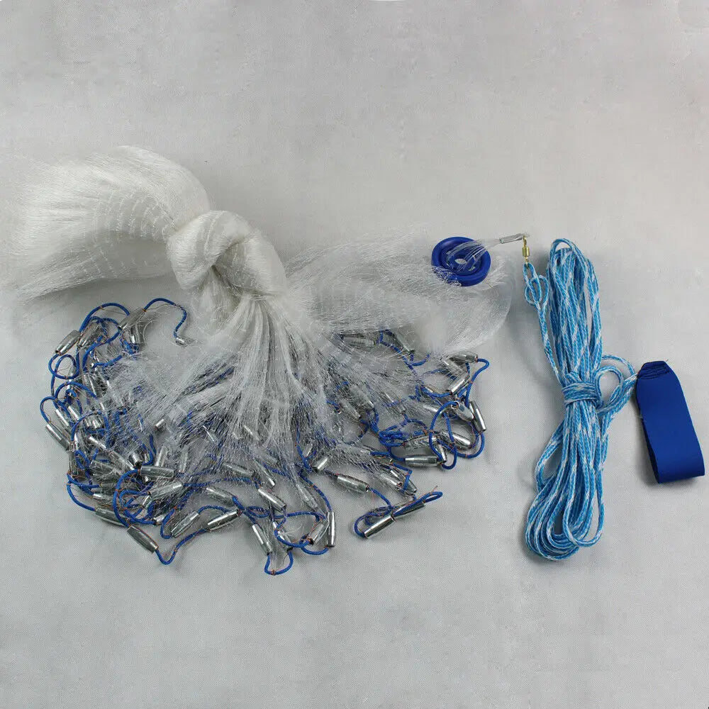 Durable 10ft Fishing Cast Net with Steel Sinkers and Monofilament Mesh