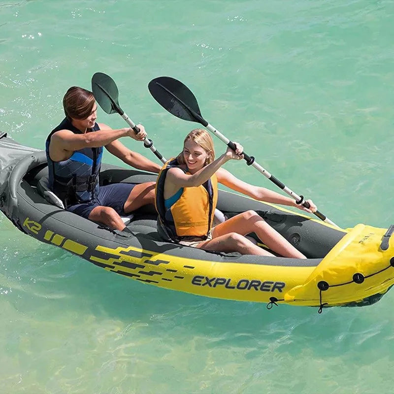 Intex Explorer K2 Inflatable Kayak Set with Oars and High-Output Pump