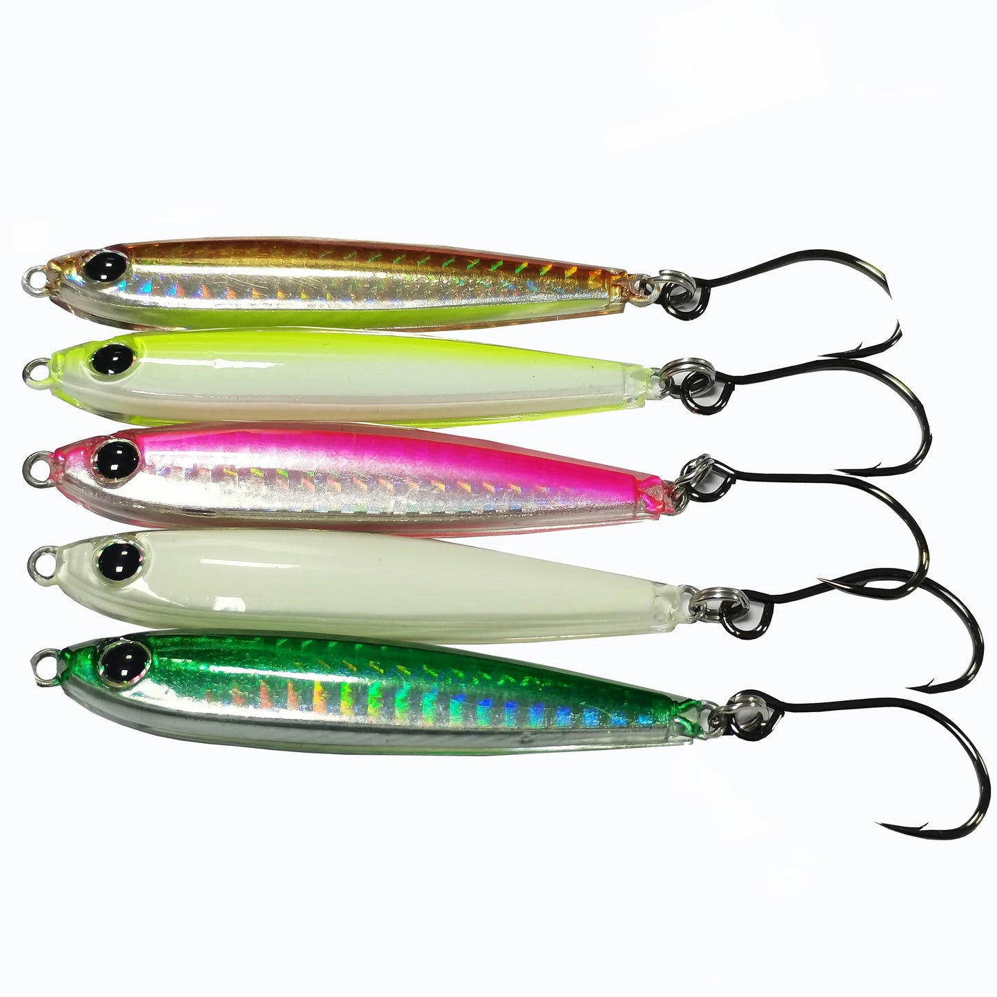 5pcs Epoxy Resin Fishing Jigs with Strong Hooks for Striped Bass and Tuna