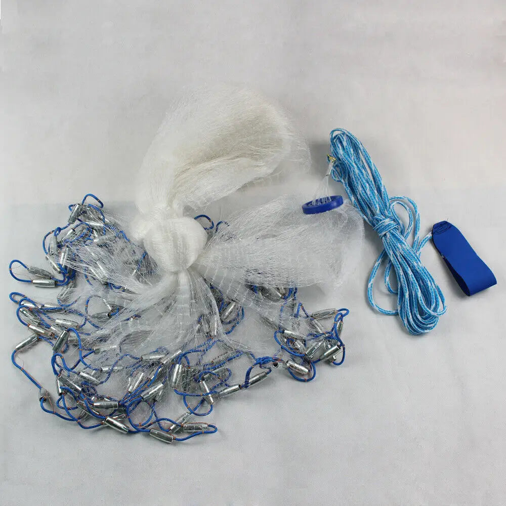 Durable 10ft Fishing Cast Net with Steel Sinkers and Monofilament Mesh