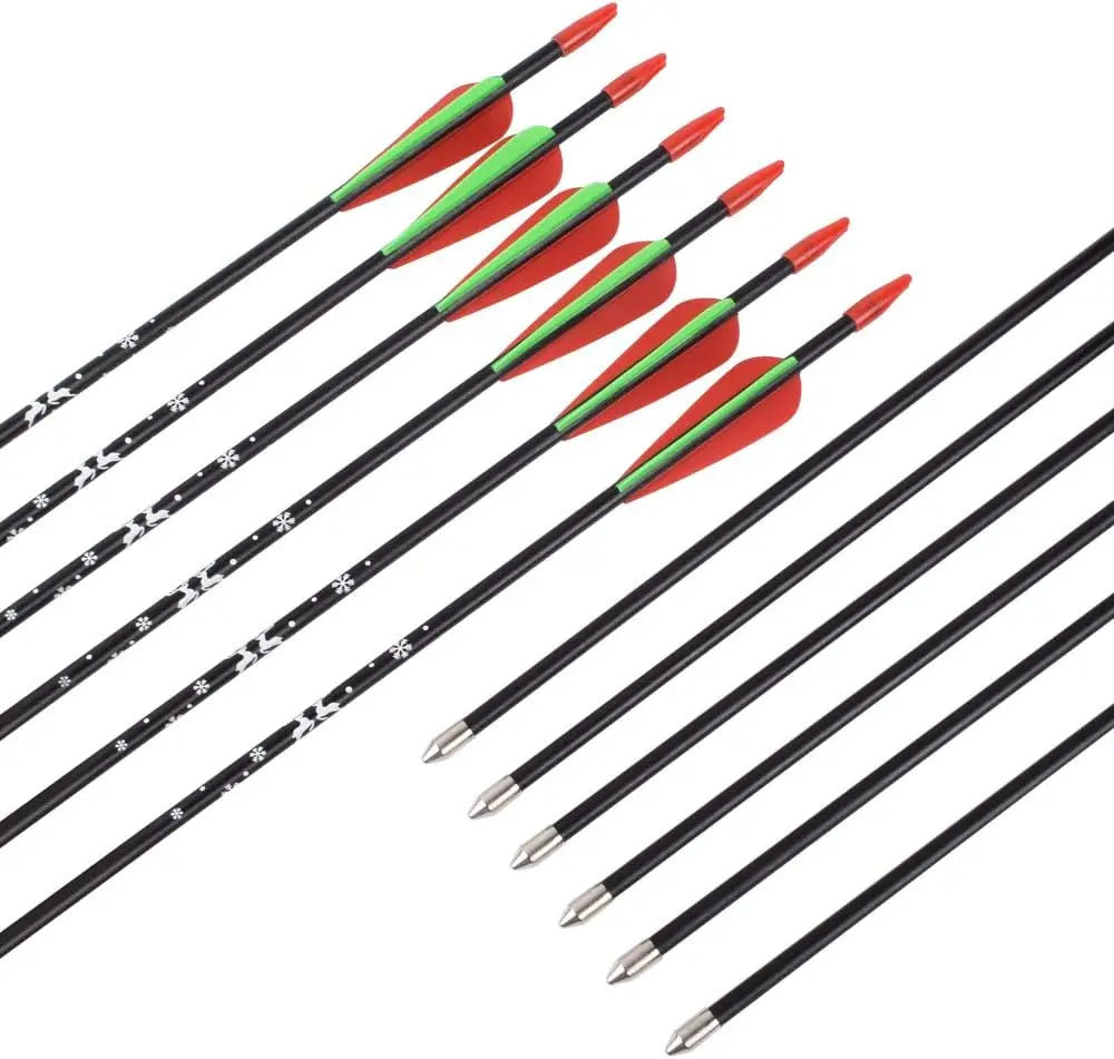 12pcs Fiberglass Recurve Bow Arrows for Outdoor Hunting and Practice Shooting
