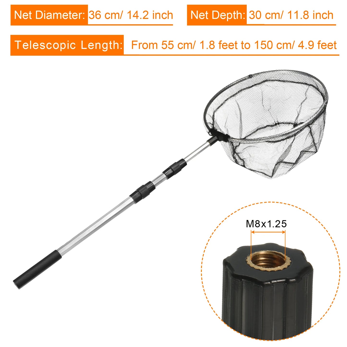 Folding Fishing Net with Telescopic Handle Suitable for Freshwater and Saltwater