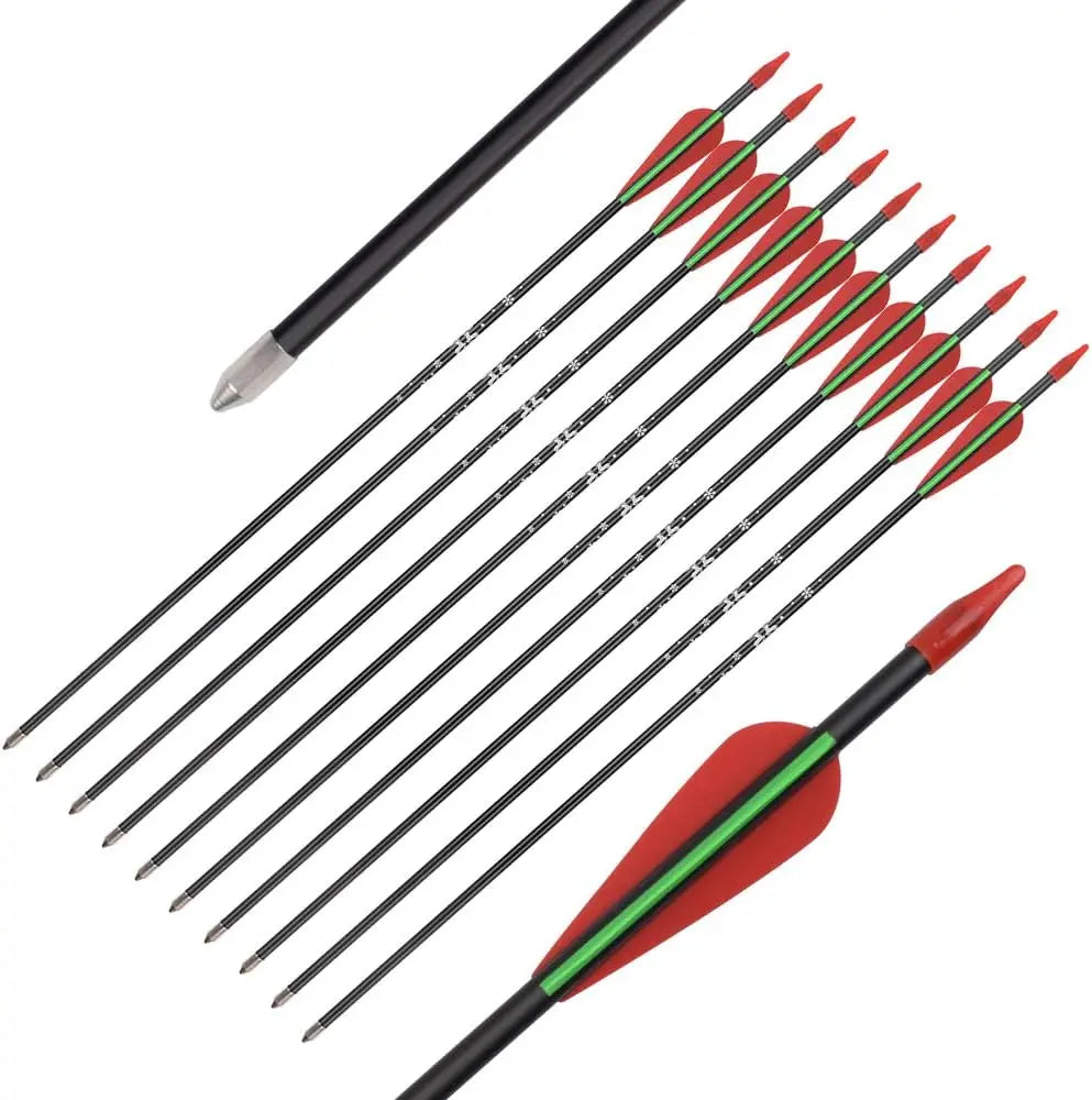 12pcs Fiberglass Recurve Bow Arrows for Outdoor Hunting and Practice Shooting