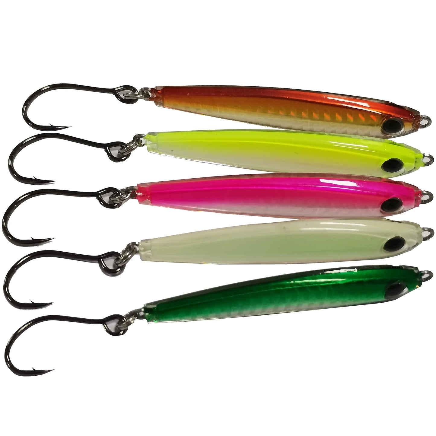 5pcs Epoxy Resin Fishing Jigs with Strong Hooks for Striped Bass and Tuna