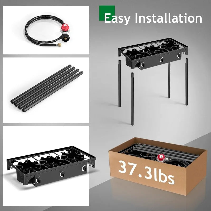 Outvita 3 Burner Propane Gas Stove 225000 BTU Outdoor Cooking Cooker