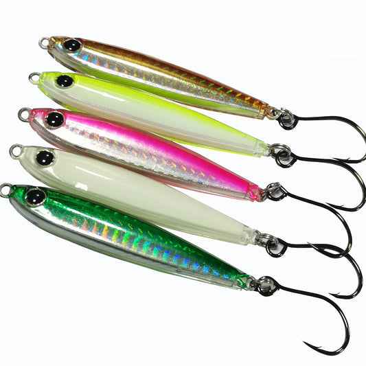 5pcs Epoxy Resin Fishing Jigs with Strong Hooks for Striped Bass and Tuna