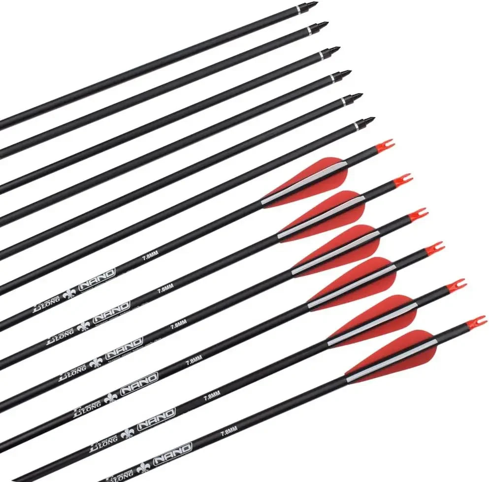 Elong 6/12PCS Carbon Hunting Arrows 26-30 Inch for Compound Bows Spine 500