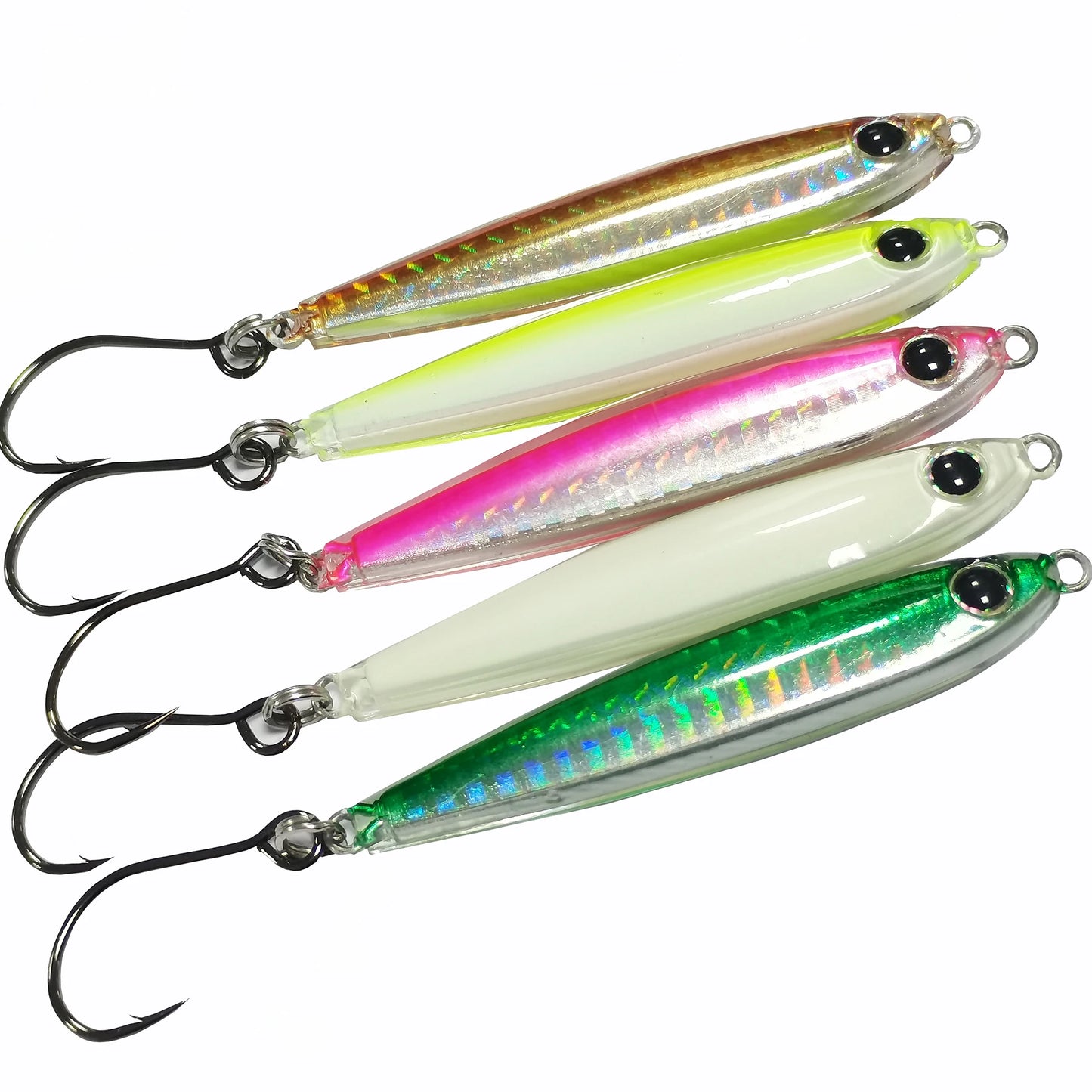 5pcs Epoxy Resin Fishing Jigs with Strong Hooks for Striped Bass and Tuna