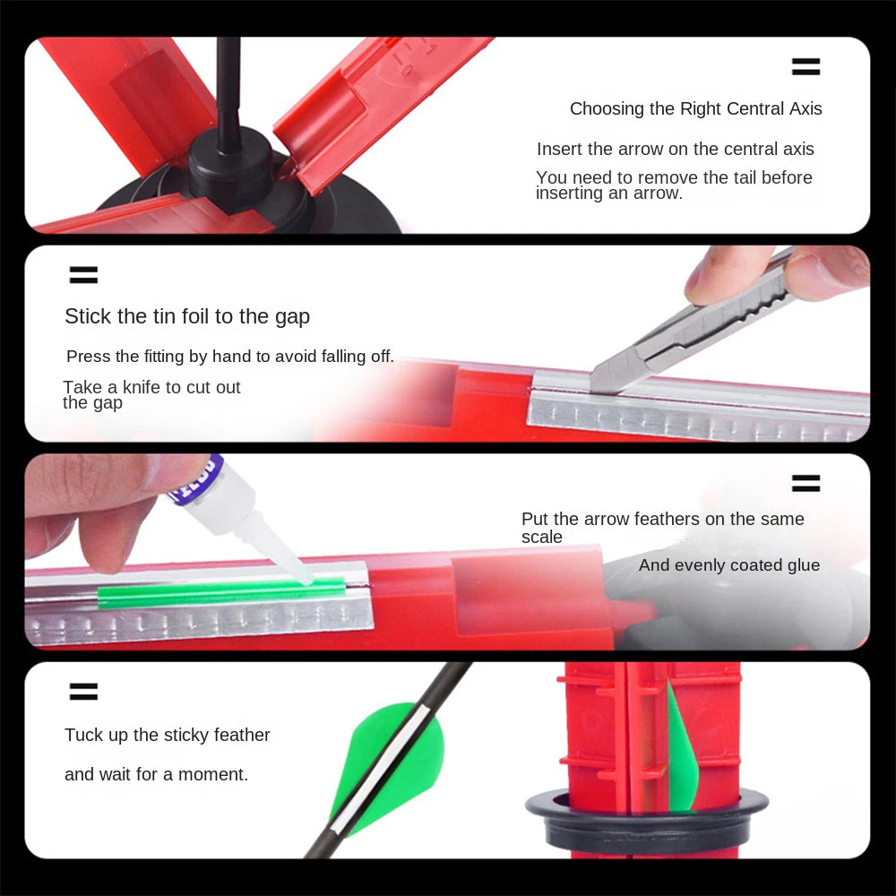 Archery Arrow Fletching Jig with Scale Column for Easy Feather Installation