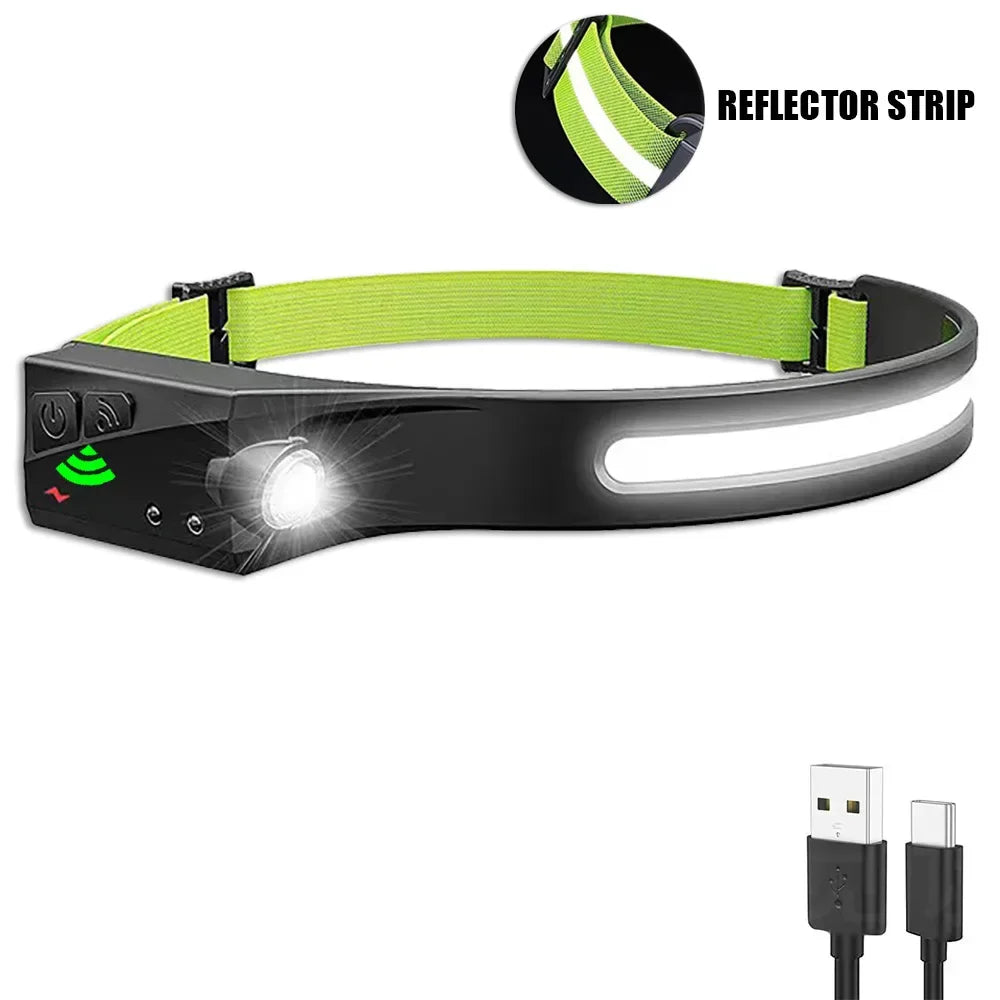 Rechargeable LED Headlamp with 5 Lighting Modes for Camping and Fishing