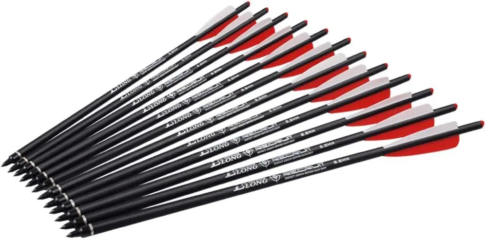 12pcs Carbon Crossbow Bolts 20 22 Inch Hunting Arrows with 100 Grain Tips