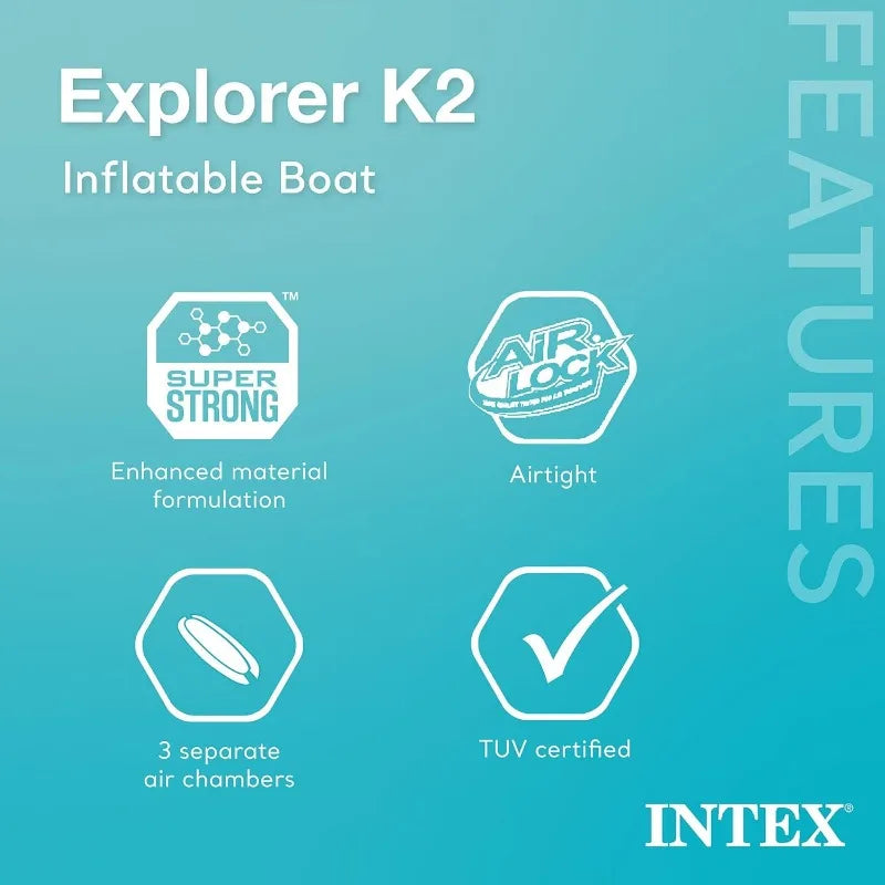 Intex Explorer K2 Inflatable Kayak Set with Oars and High-Output Pump