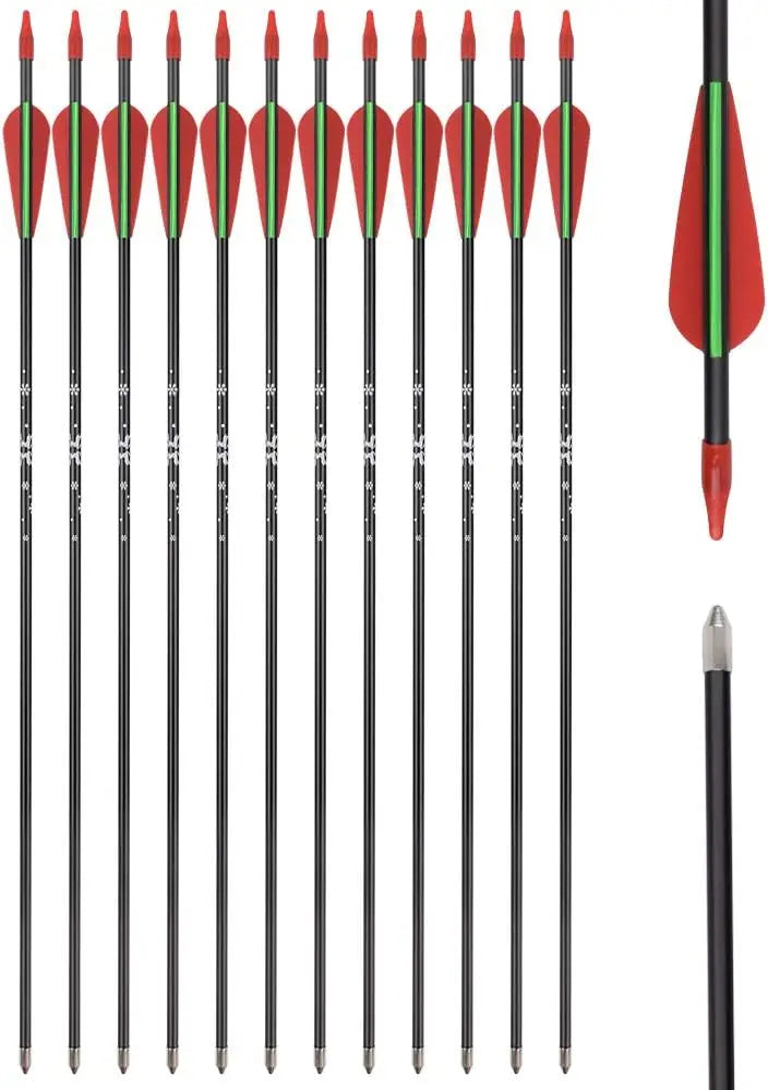 12pcs Fiberglass Recurve Bow Arrows for Outdoor Hunting and Practice Shooting