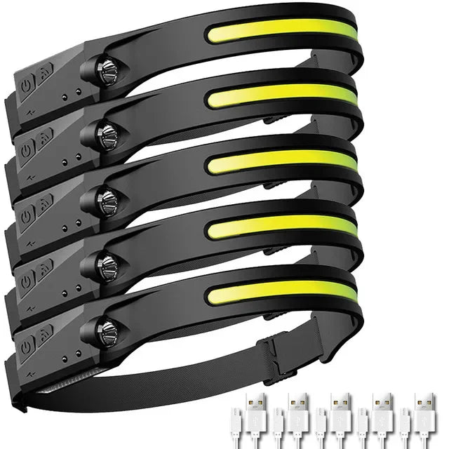 Rechargeable LED Headlamp with 5 Lighting Modes for Camping and Fishing