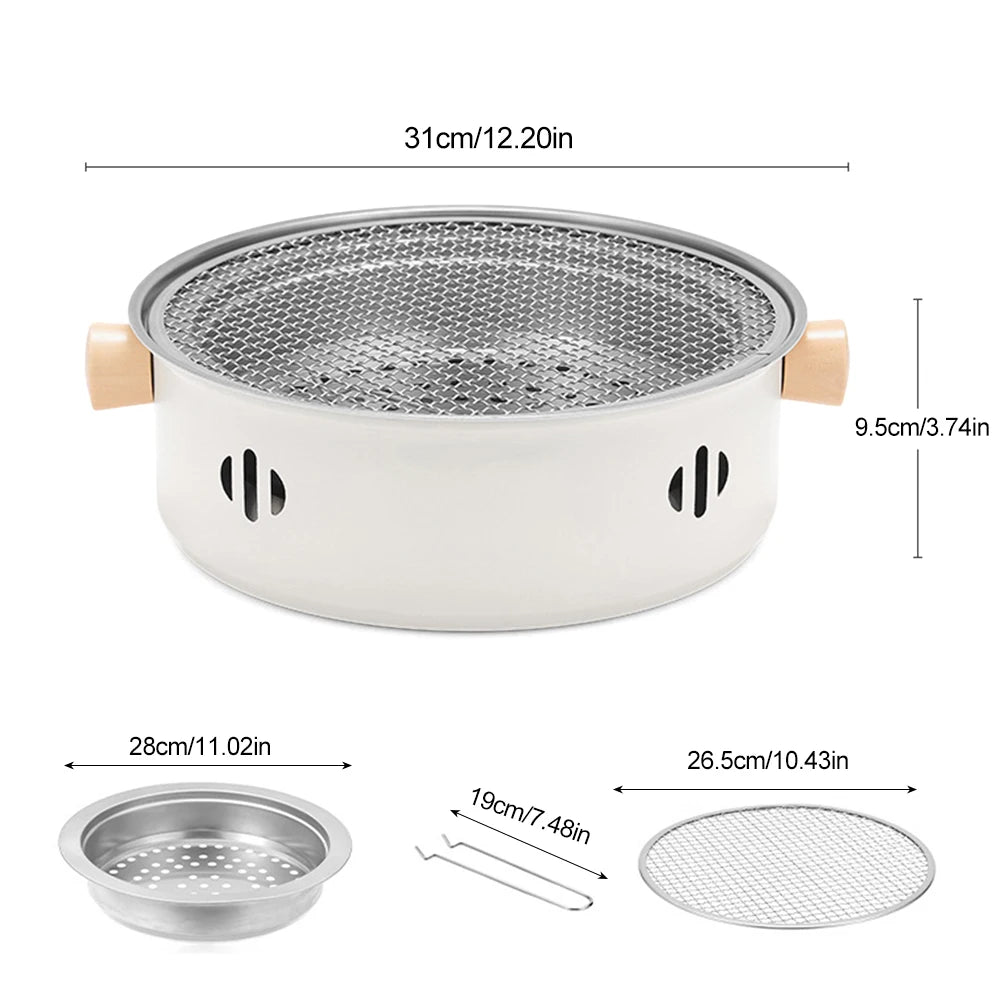 Portable Charcoal BBQ Stove Compact Tabletop Grill for Outdoor Camping