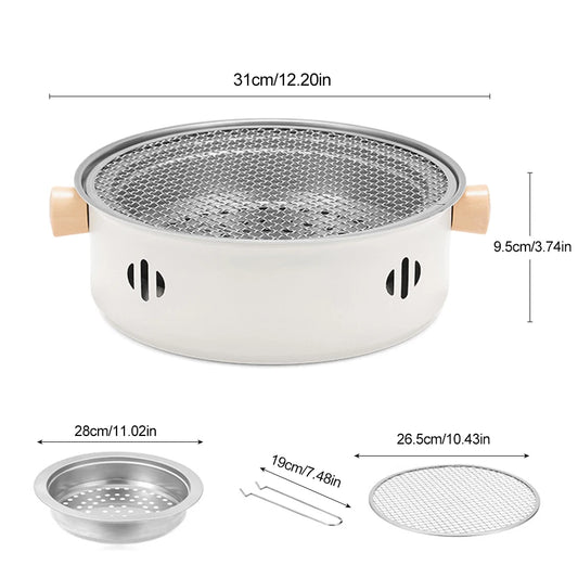 Portable Charcoal BBQ Stove Compact Tabletop Grill for Outdoor Camping